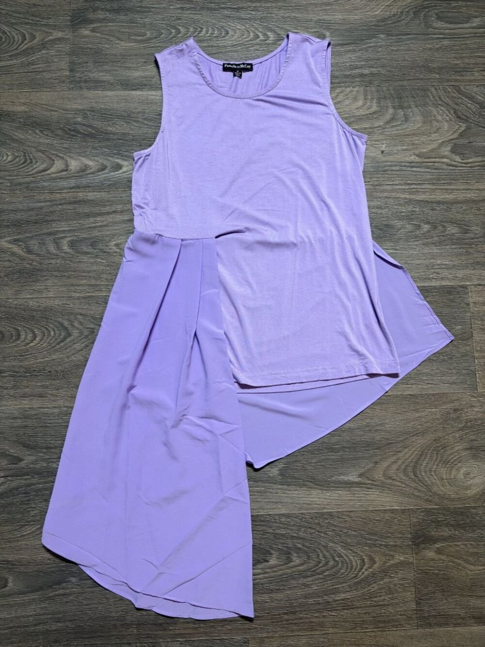 Pamela McCoy Asymmetrical Hem Sleeveless Tunic Top Medium Lavender Purple